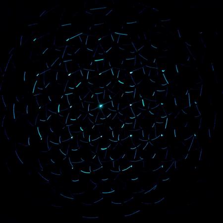 holographic spherical image constructed on bright lines